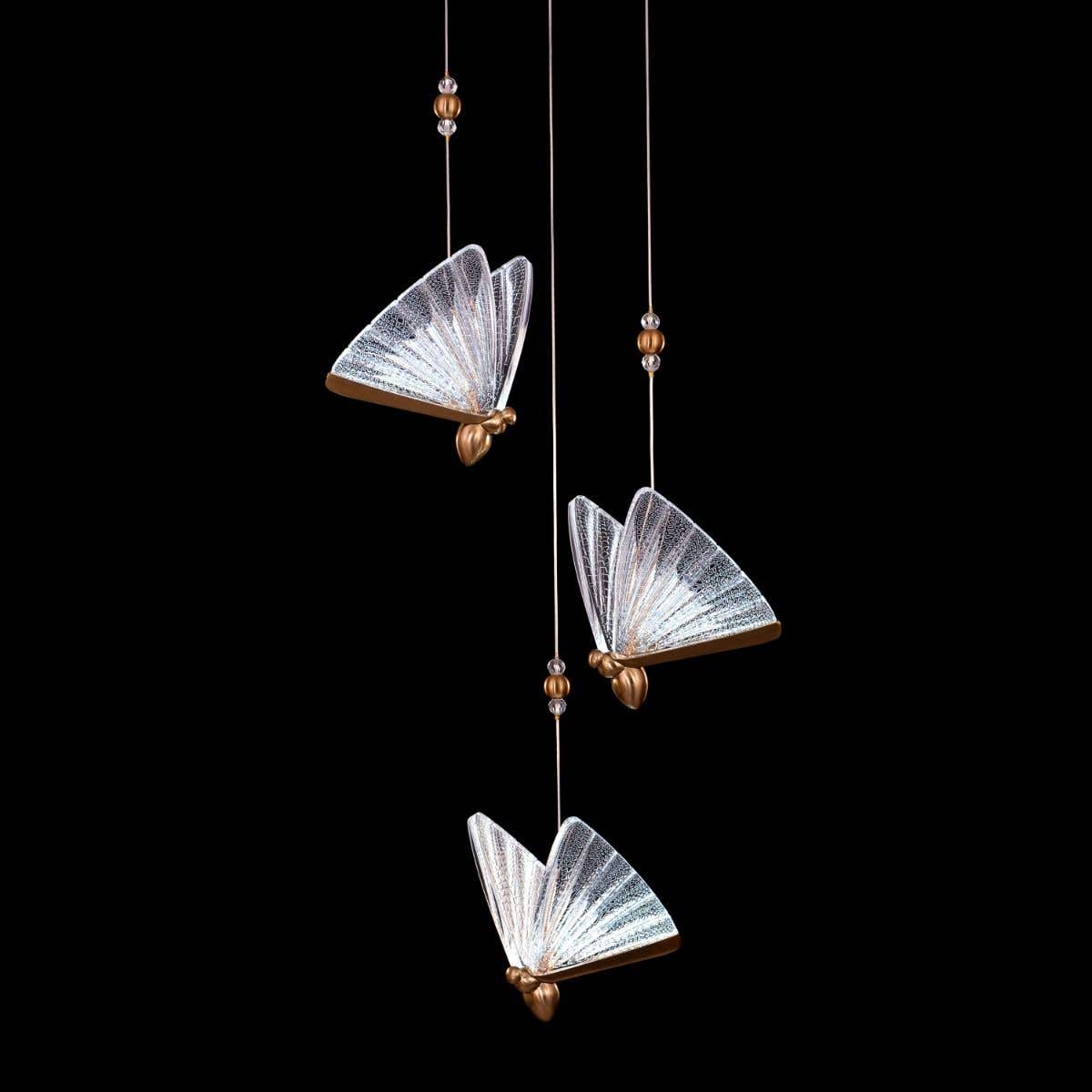 Butterfly Wishes Dimmable LED Acrylic Chandelier White Teak