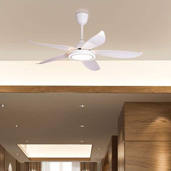 Oxford Street (46" Span, White Finish Metal Body, Glossy White ABS Blades) 3 Color LED with Remote Control Ceiling Fan