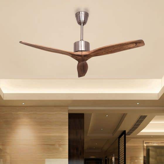 Nutmeg (51" Span, Chrome Finish Metal Body, Walnut Finish Solid Wood blades) Ceiling Fan