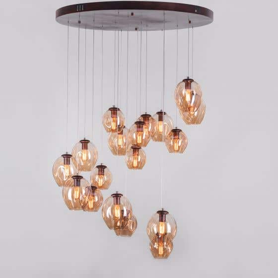 Thousand Stars Amber (Clear Glass) Double Height Chandelier