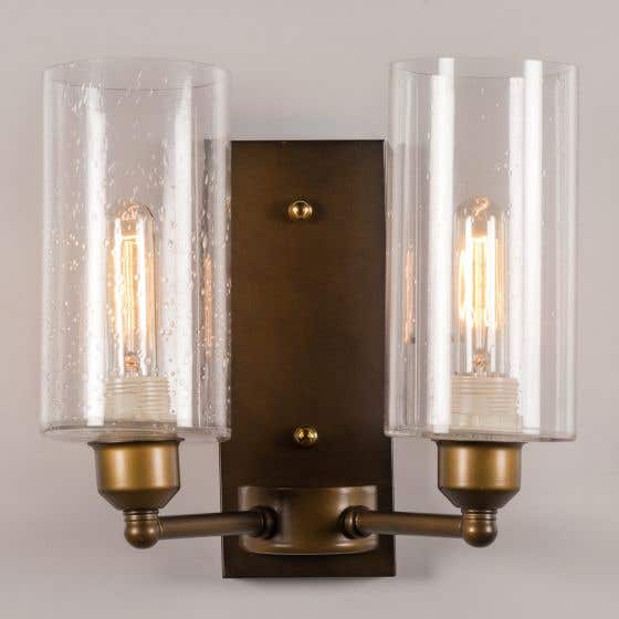 Detailed Double Big (Clear bubbled Glass) Wall Light