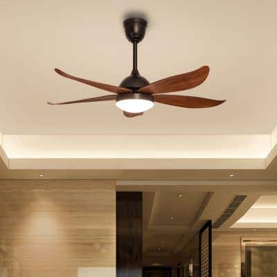West Minister (48" Span, Matt Black Finish Metal Body, Teak Finish ABS Blades) Dimmable LED with Remote Control Ceiling Fan
