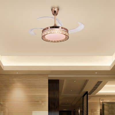 Radiant (44" Span, Gold Finish Metal Body, Transparent Plastic Blades) Dimmable LED Ceiling Fan
