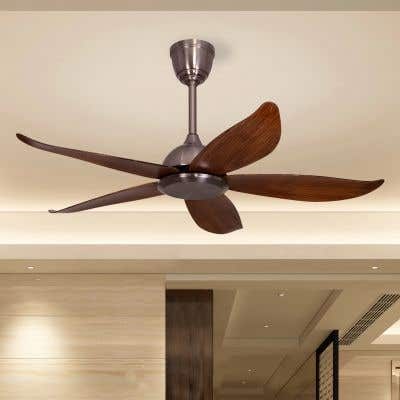 Santos (48" Span, Chrome Finish Metal Body, Walnut Finish ABS Blades) Ceiling Fan