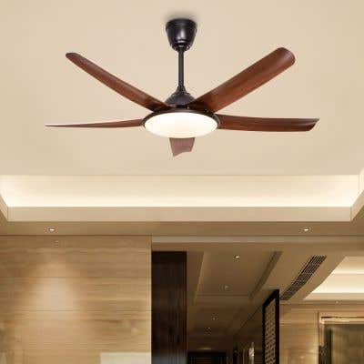 Riverdale (53" Span, Black Finish Metal Body, Teak Wood Finish ABS Blades) Dimmable LED with Remote Control Ceiling Fan