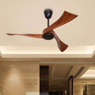 Slipstream 3 Blades (52 Span, Black Finish Metal Body, Teak Wood Finish Solid Wood Blades) Ceiling Fan