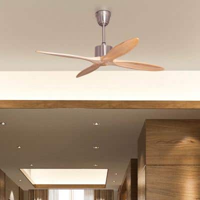Capri Welcome (52" Span, Chrome Finish Metal Body, Maple wood finish Solid Wood blades) Ceiling Fan