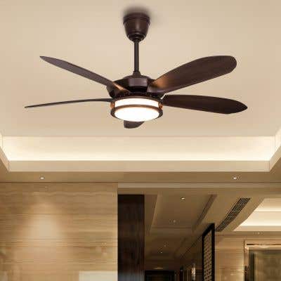 Monte Carlo (52" Span, Walnut Finish Metal Body, Walnut Finish ABS Blades) Dimmable LED with Remote Control Ceiling Fan