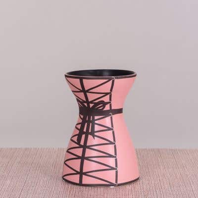 Tie Me Pretty (Black/ Pink) Ceramic Vase