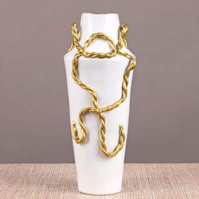 Greek adventure (White/Gold) Ceramic Vase