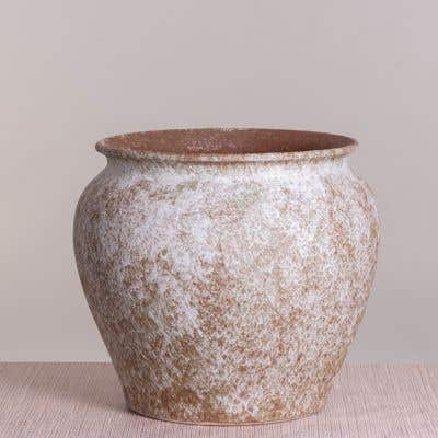 Hailstorm (Large, White / Rustic Brown / Light Jade) Ceramic Planter