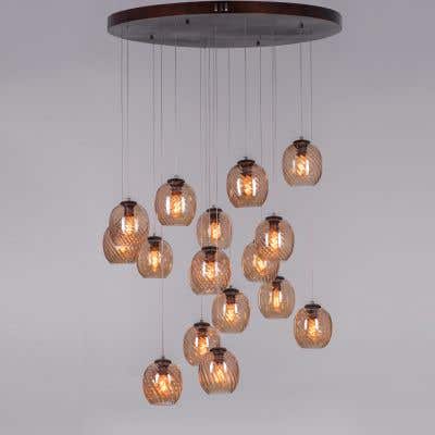Thousand Stars Amber (Cut Glass) Double Height Chandelier
