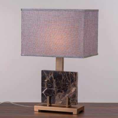 Marbled Coffee (Grey Rectangle Shade) Table Lamp