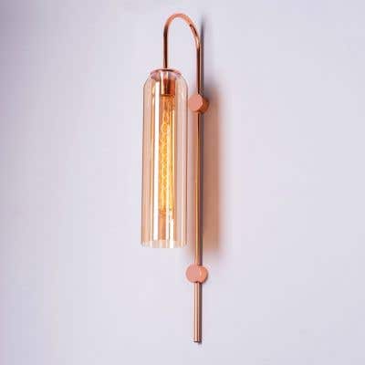Wait For Me (Rose Gold, Amber Glass) Wall Light