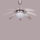 Blowing In The Wind (44" Span, Chrome Finish Metal Body, Transparent ABS) Crystal Chandelier Ceiling Fan