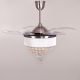 Drop Dead Gorgeous (44" Span, Chrome Finish Metal Body with Silver Shade, Transparent ABS) Dimmable LED Crystal Chandelier Ceiling Fan