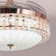 Fly Far (44" Span, French Gold Finish Metal Body, Transparent ABS) Dimmable LED Crystal Chandelier Ceiling Fan