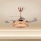 Fly Far (44" Span, French Gold Finish Metal Body, Transparent ABS) Dimmable LED with Remote Control Crystal Chandelier Ceiling Fan