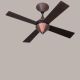 Lafayette Leather (48" Span, Matte Black Finish Metal Body with Brown Leather Shade, Walnut Finish Teak Wood Blades) Ceiling Fan