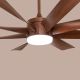 Chaos (61" Span, Wood Finish Metal body, Teak Wood Finish ABS Blades) Dimmable LED with Remote Control Ceiling Fan