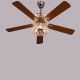 Embellished (52" Span, Chrome Finish Metal Body, Mahogany Finish Wooden Blade) Crystal Chandelier Ceiling Fan