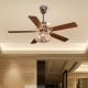 Embellished (52" Span, Chrome Finish Metal Body, Mahogany Finish Wooden Blade) Crystal Chandelier Ceiling Fan