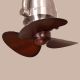 Canary Wharf (Oval Blade, 11" Span, Chrome Finish Metal Body, Teak Wood Finish ABS Blades) Ceiling/Wall Fan